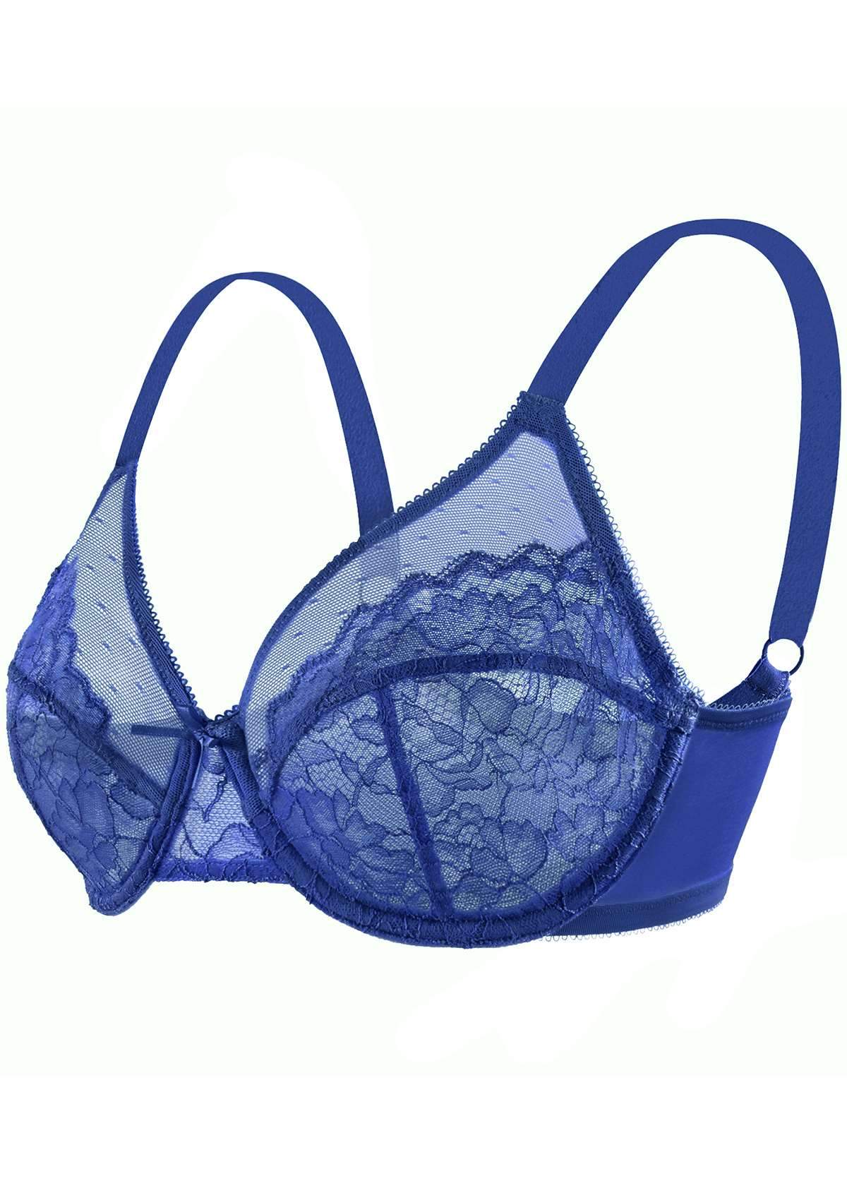 Enchante Lace Blue Unlined Underwire Bra