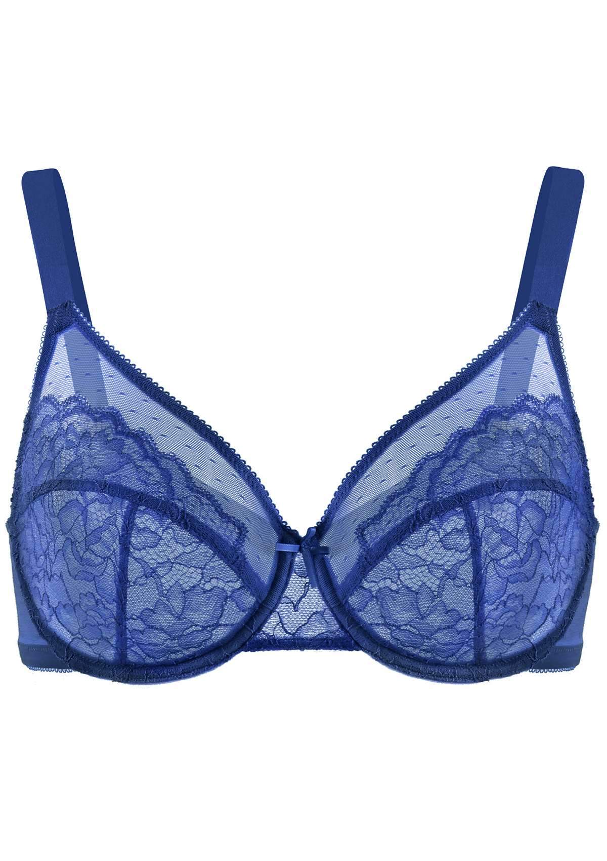 Enchante Lace Blue Unlined Underwire Bra