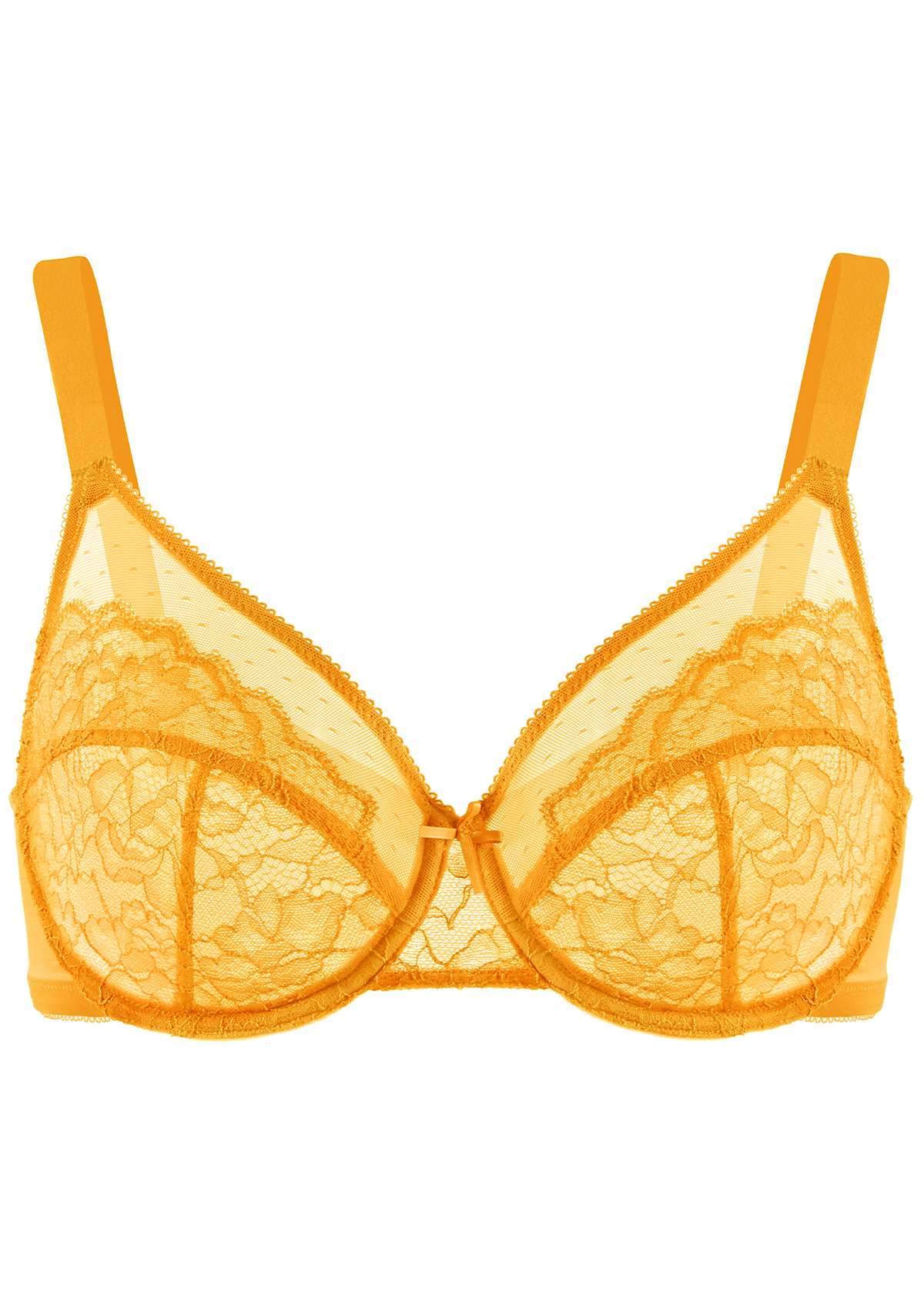 Enchante Cadmium Yellow Lace Underwire Bra Set