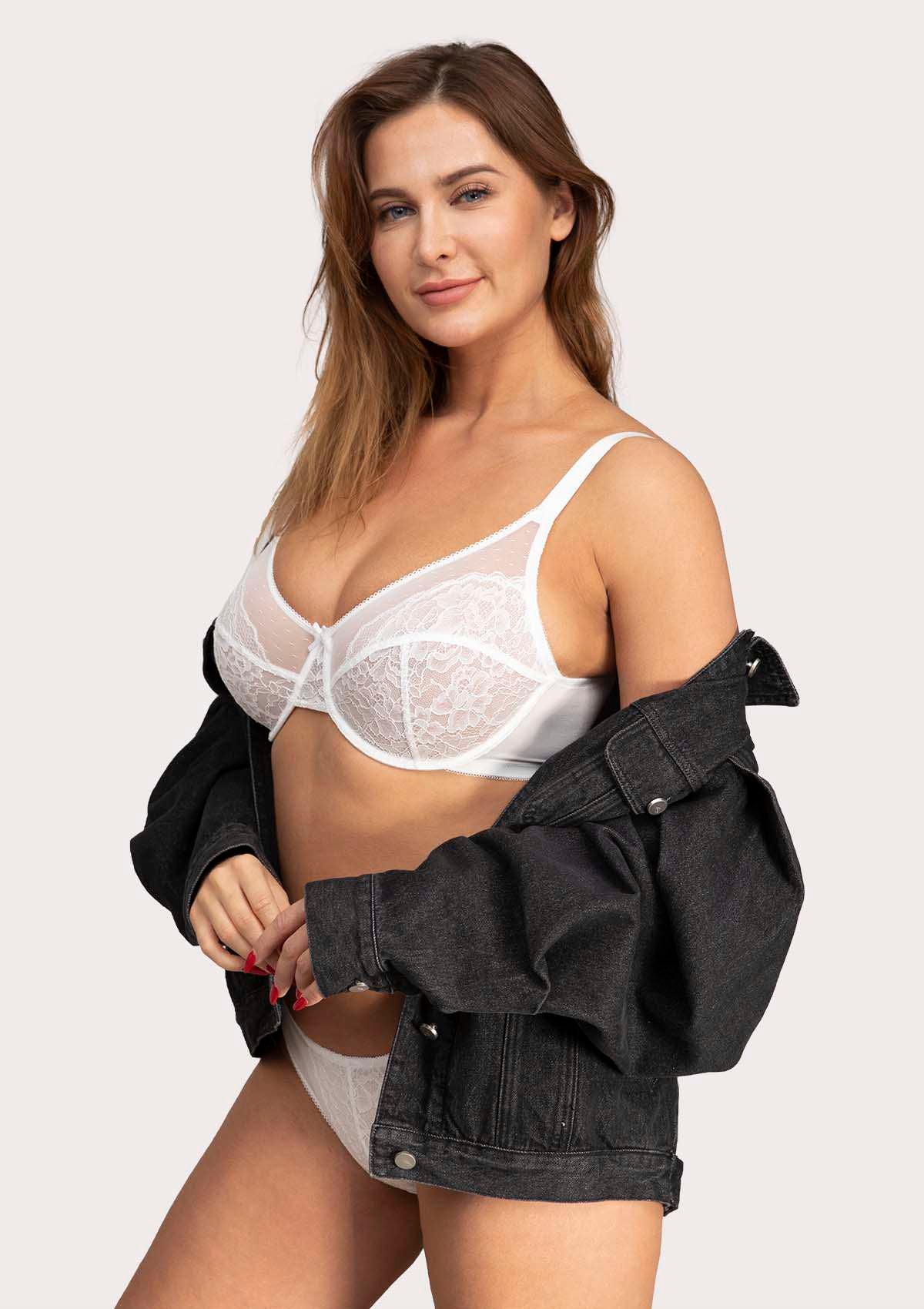 Enchante White Lace Underwire Bra Set