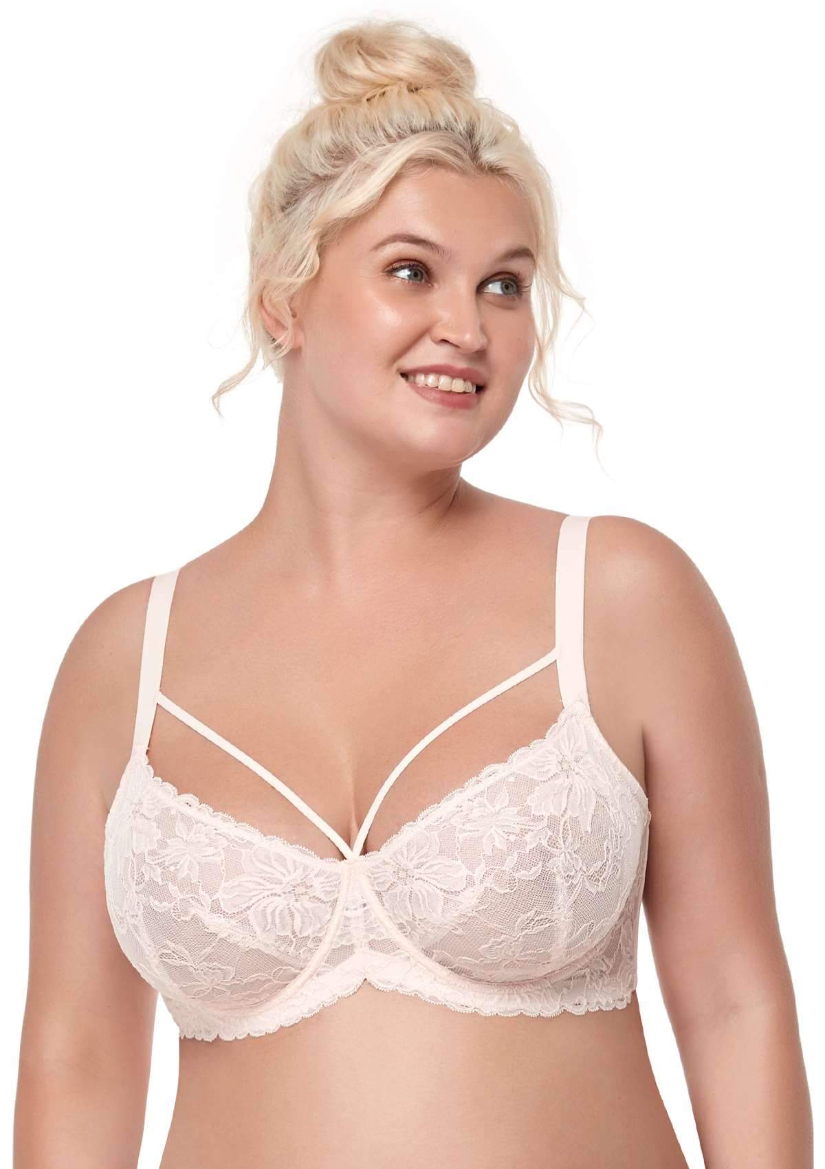 Pretty In Petals Pink Unlined Strappy Lace Bra