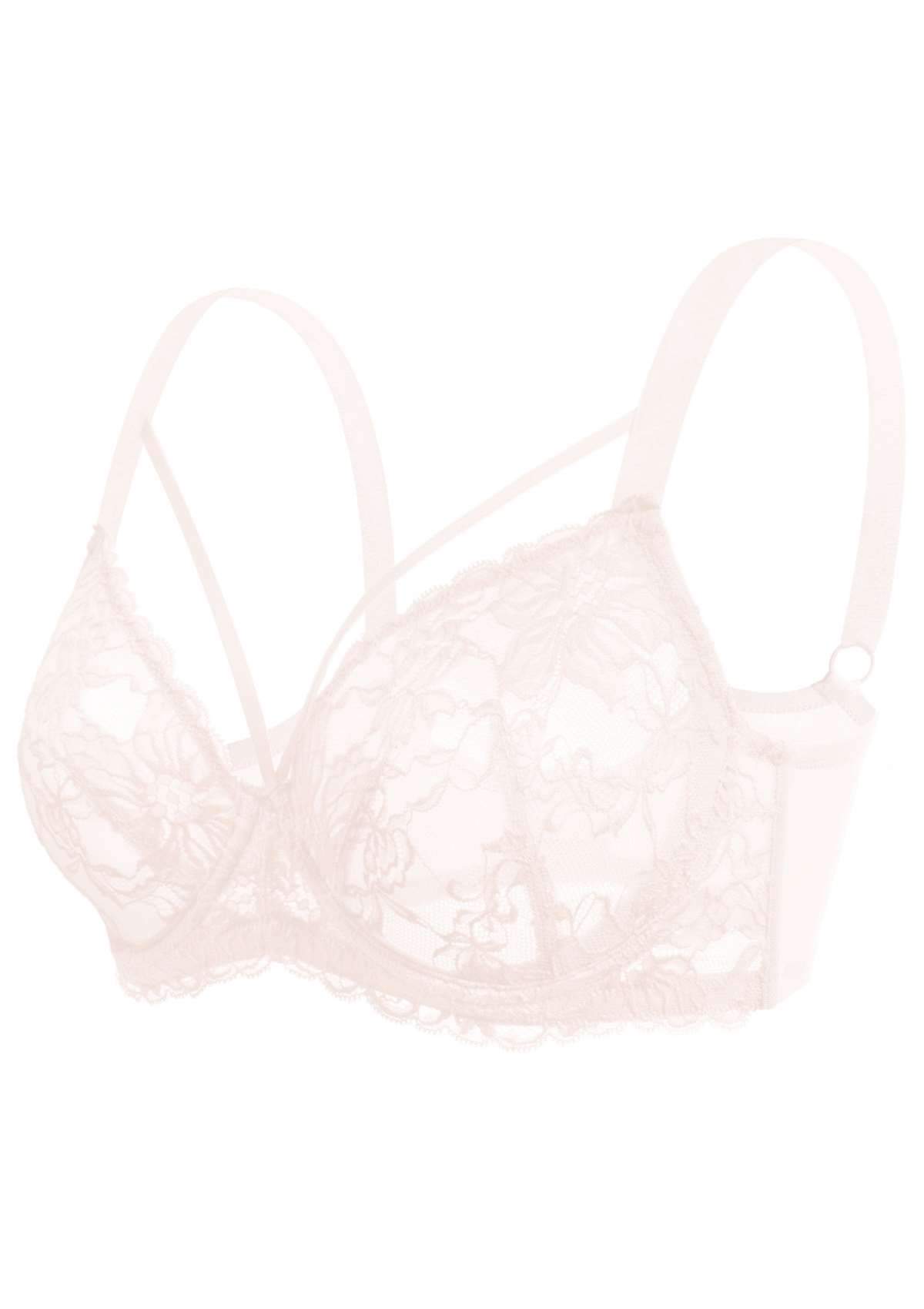 Pretty In Petals Pink Unlined Strappy Lace Bra