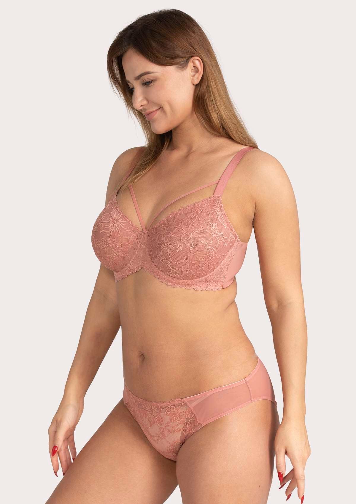 Pretty In Petals Pink Unlined Strappy Lace Bra