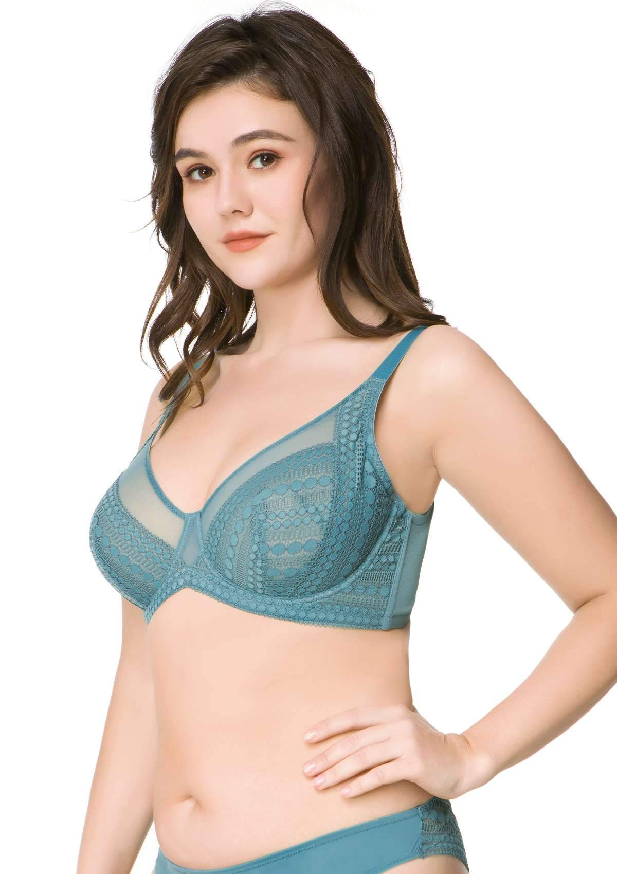 HSIA Polka Dot Sexy Brittany Blue Lace Bra Set