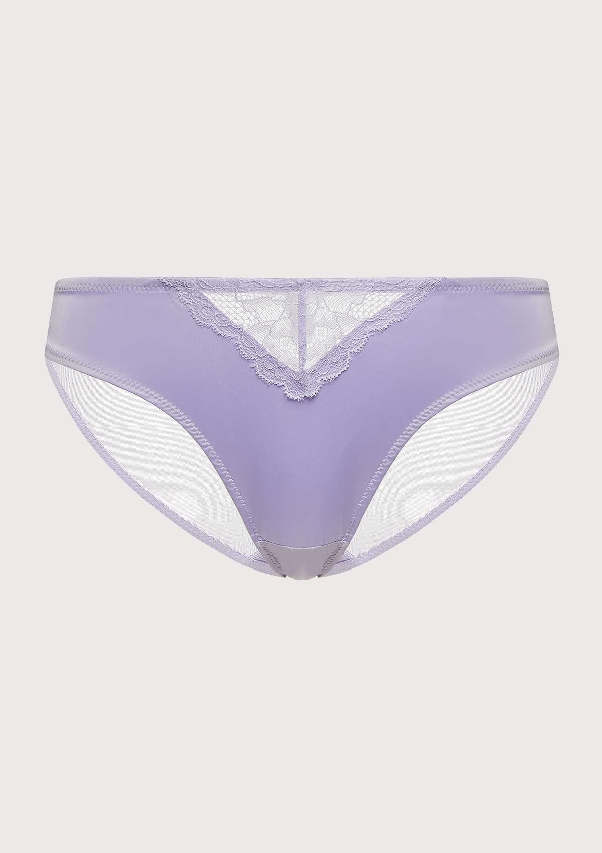 Songful Foxy Purple Satin Floral Lace Bikini Underwear