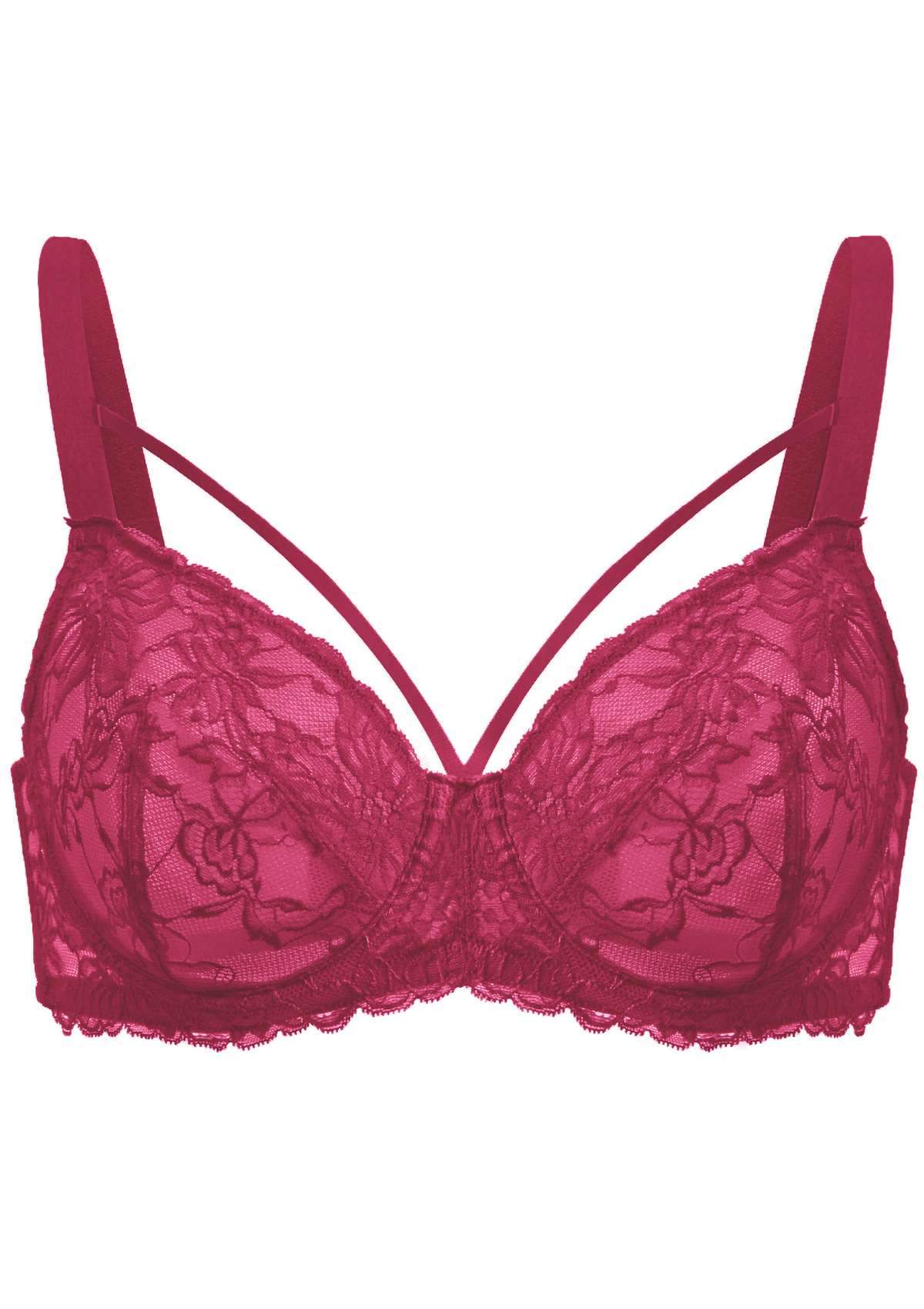 Pretty In Petals Red Unlined Strappy Lace Bra