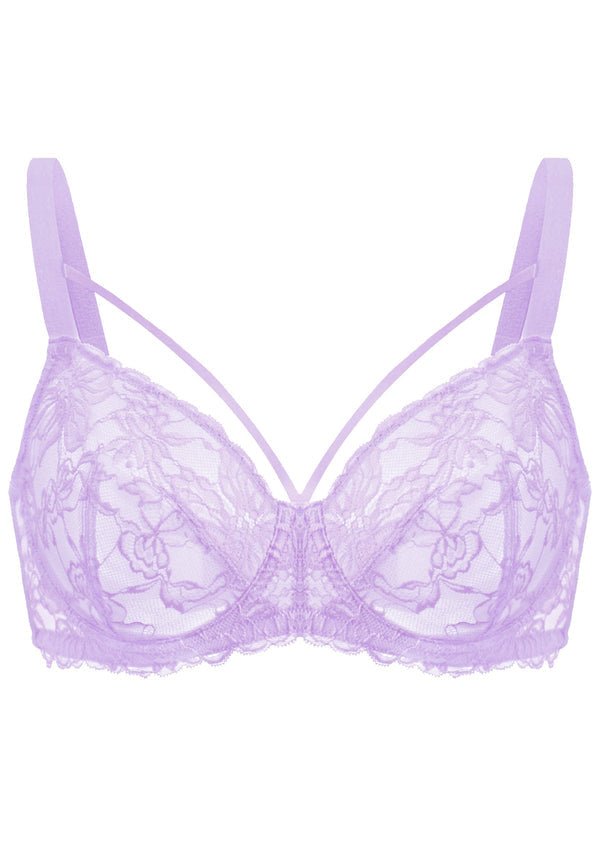 Pretty In Petals Purple Unlined Strappy Lace Underwire Bra