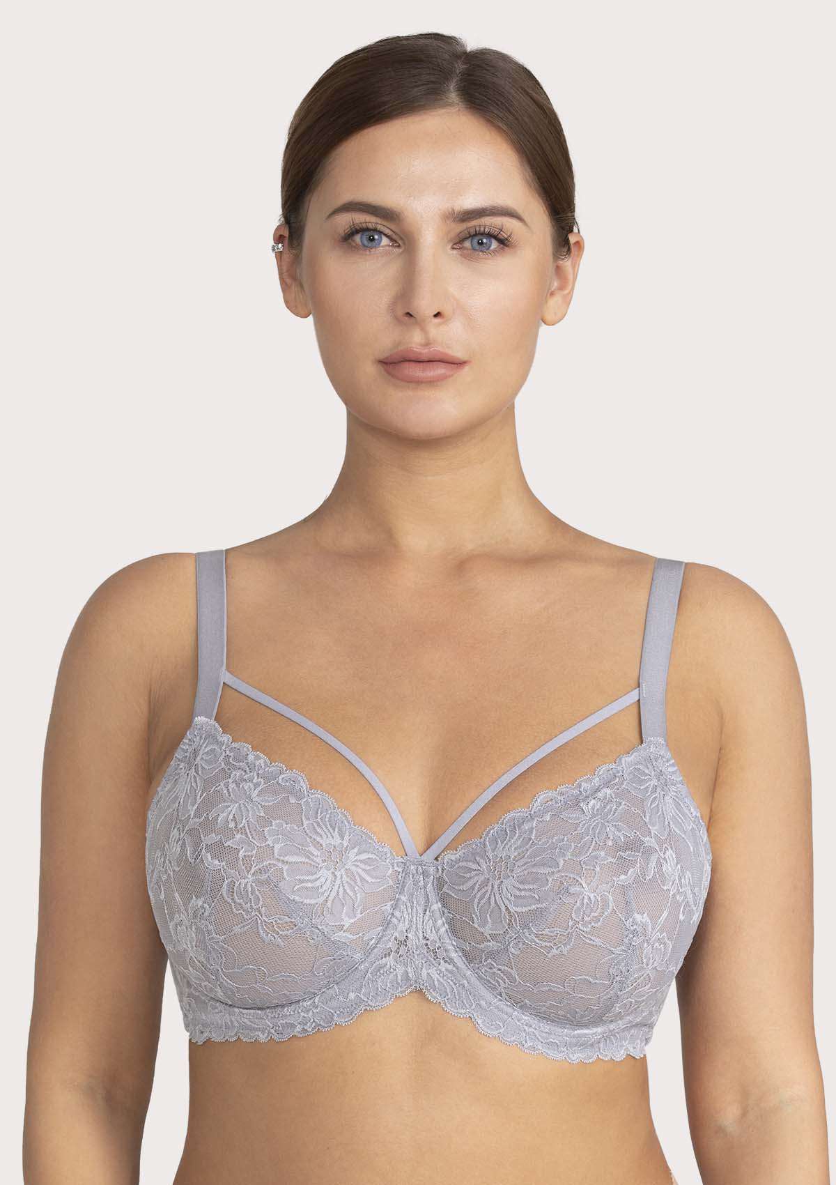 Pretty In Petals Purple Unlined Strappy Lace Underwire Bra