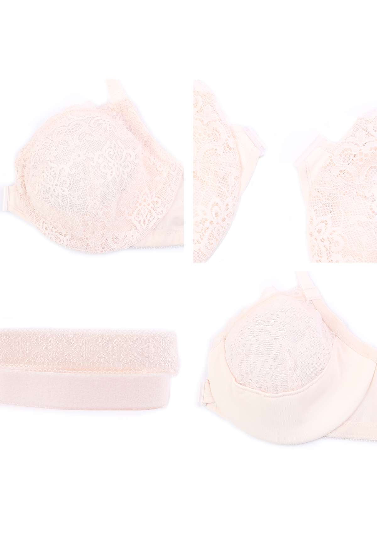 Nymphaea Front-Close Dusty Peach Lace Unlined Underwire Bra