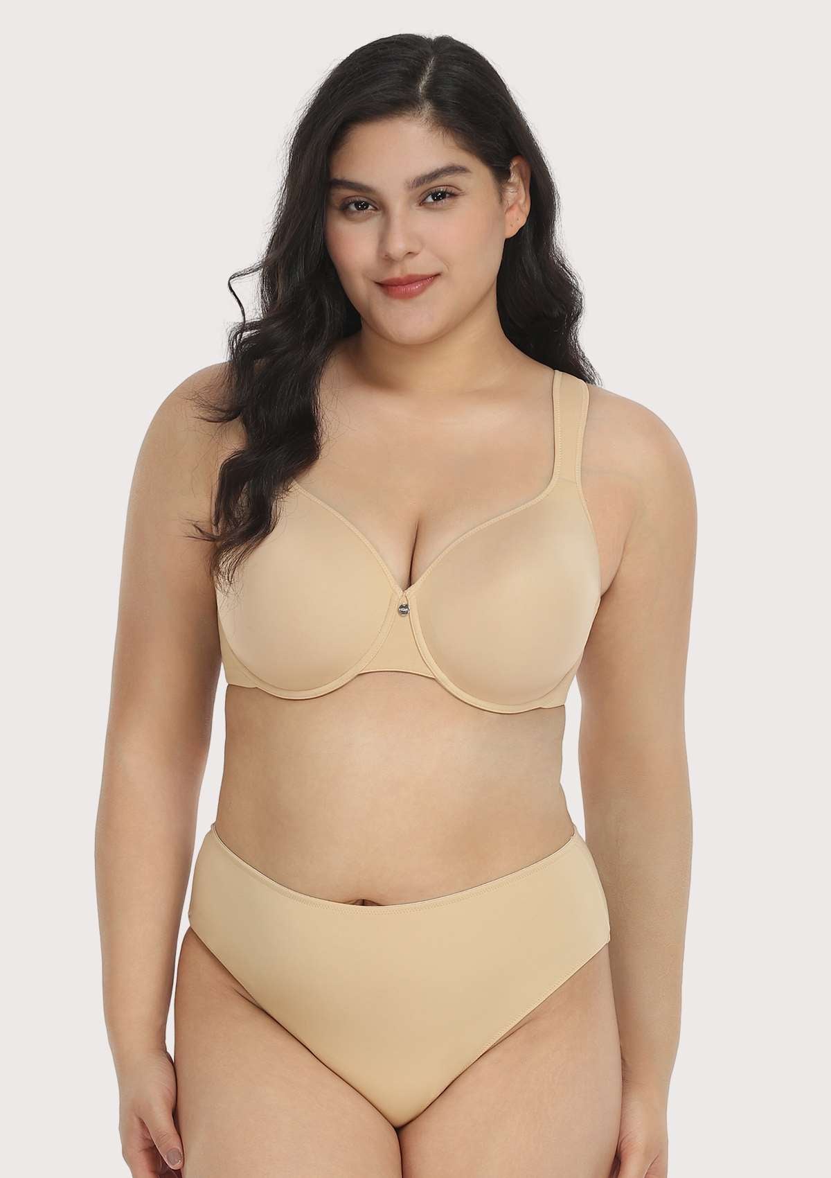 Patricia T-shirt Beige Lightly Padded Underwire Minimizer Bra Set