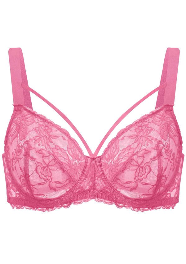 Pretty In Petals Pink Unlined Strappy Lace Bra