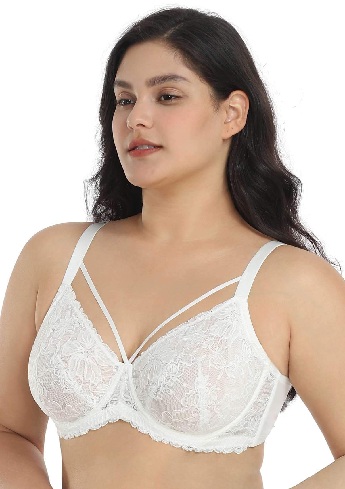 Pretty In Petals Strappy White Lace Unlined Bra Set