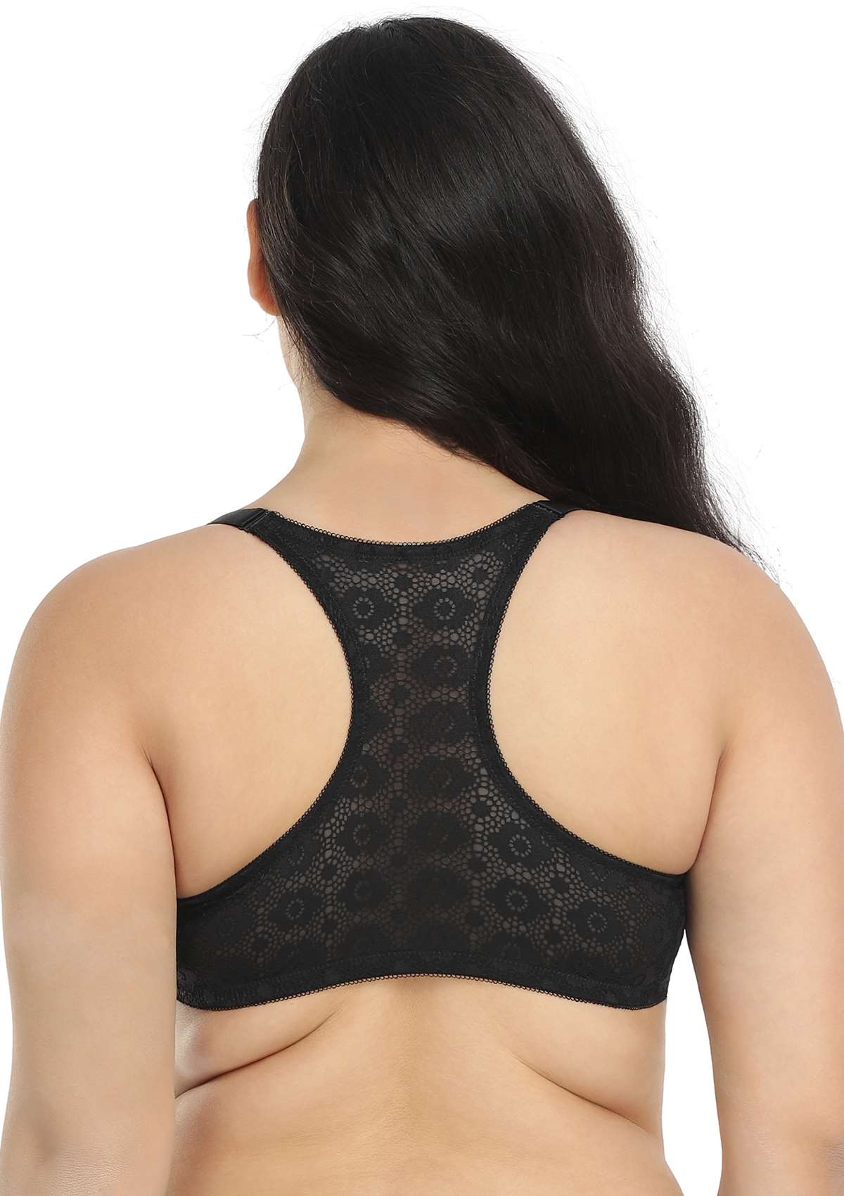 Serena Front-Close Lace-Back Black Underwire Bra