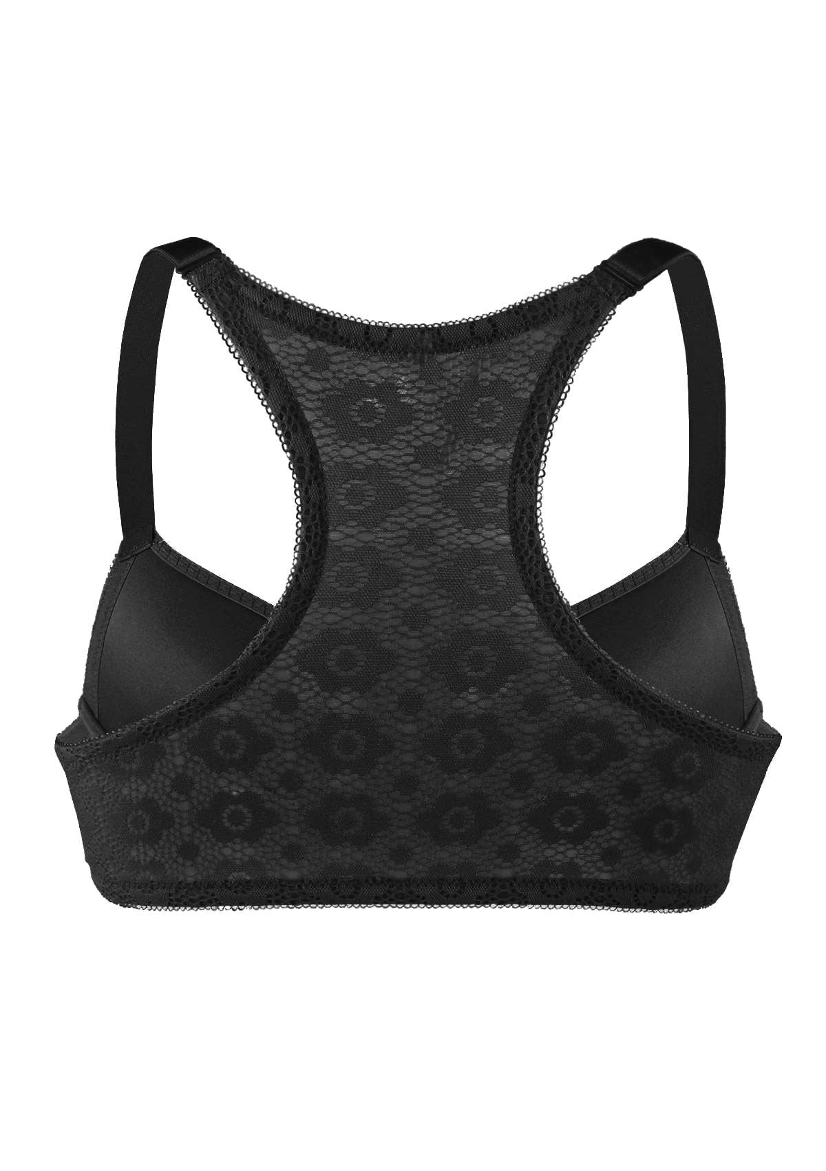 Serena Front-Close Lace-Back Black Underwire Bra Set