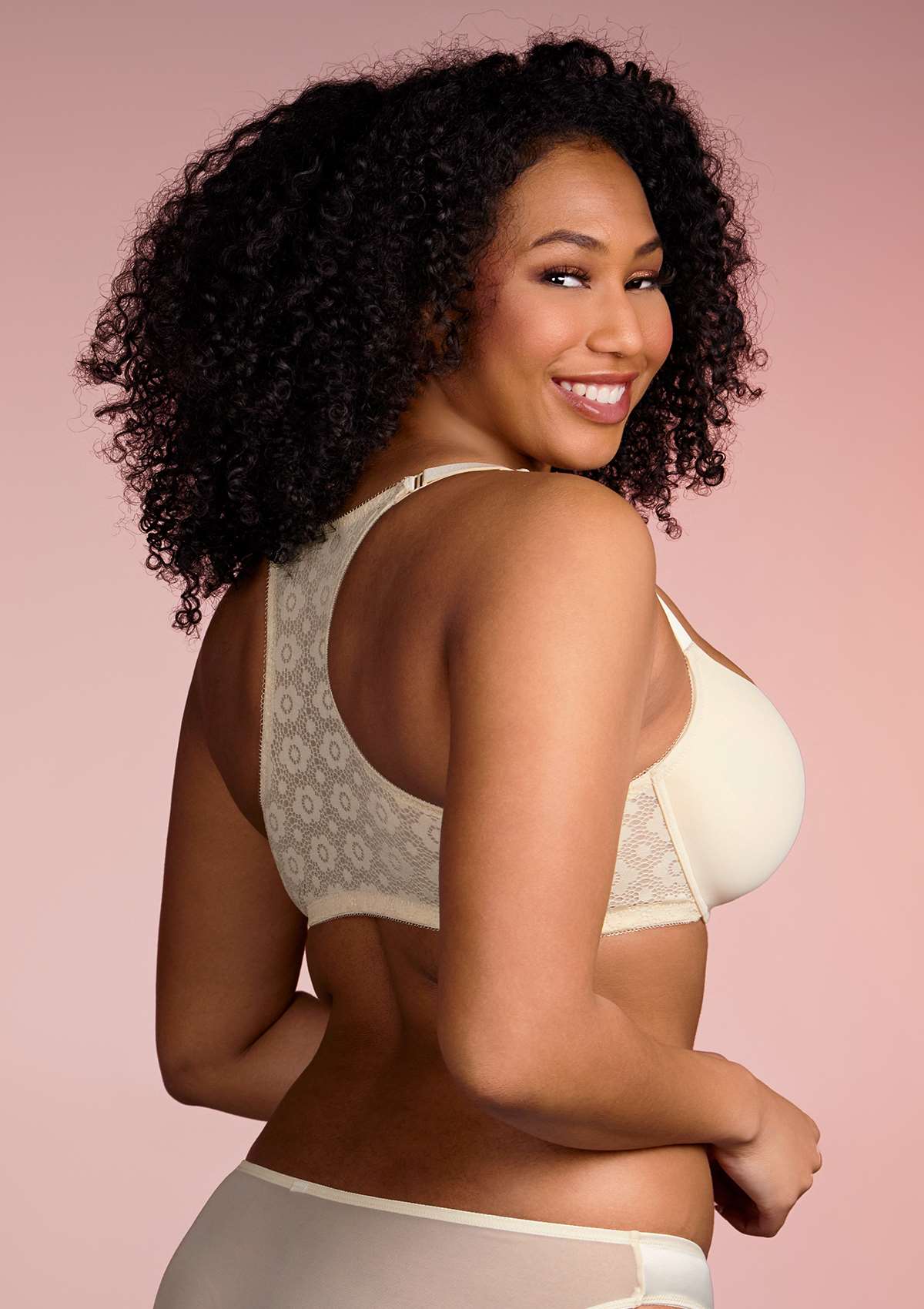 Serena Front-Close Champagne Lace-Back Racerback Underwire Bra Set