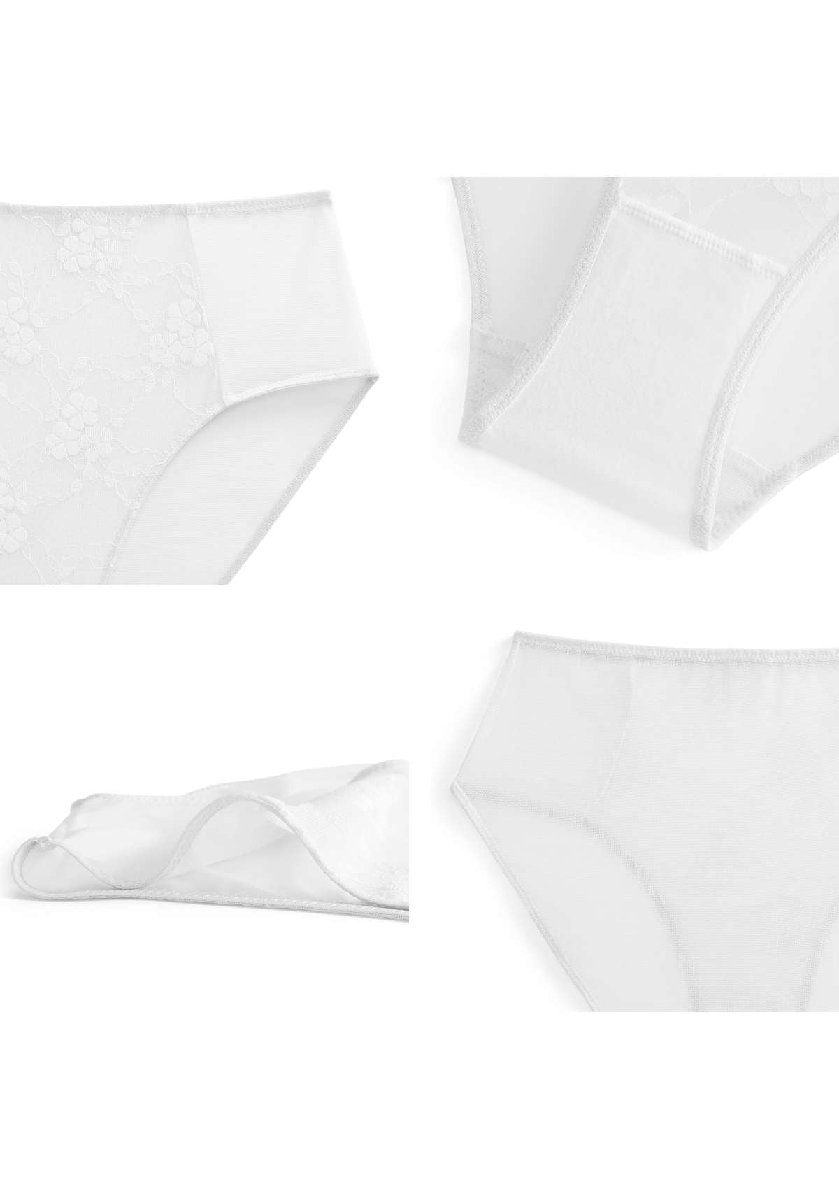 Spring Romance High-Rise White Lace Brief Underwear